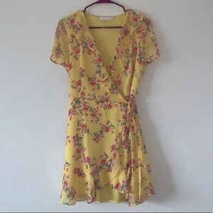 Lush Mini Butter Yellow Wrap Dress